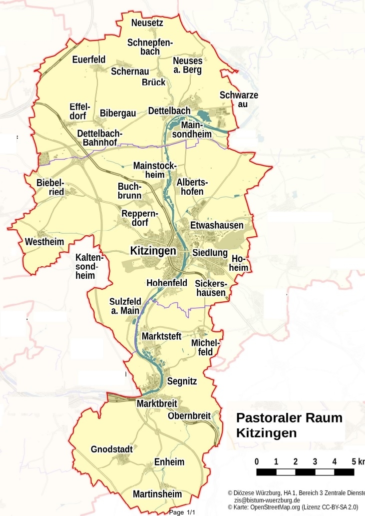 Karte Pastoraler Raum Kitzingen